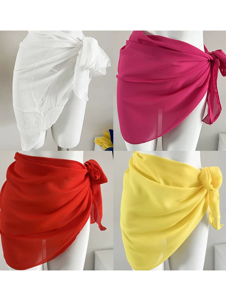 Sunburst Sheer Tie-Front Beach Sarong