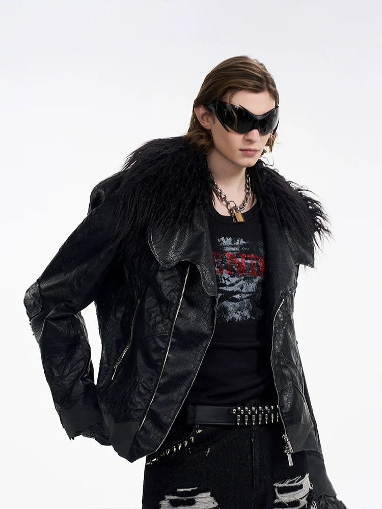 Raven Fur Biker Jacket