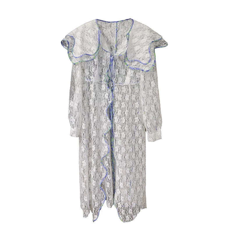 Iridescent Lace Sailor Collar Duster