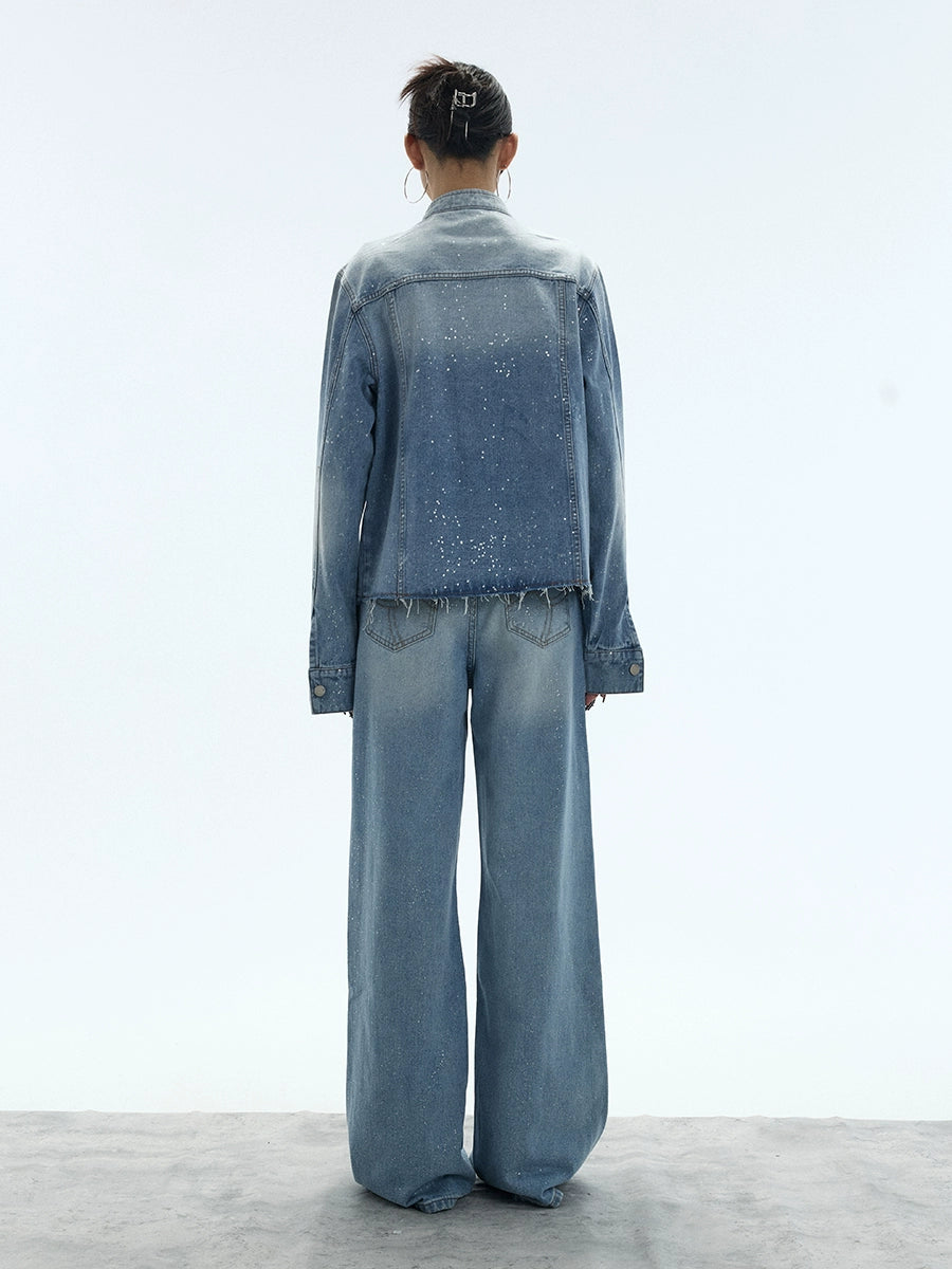 Stardust Fade Glitter Wide‑Leg Jeans
