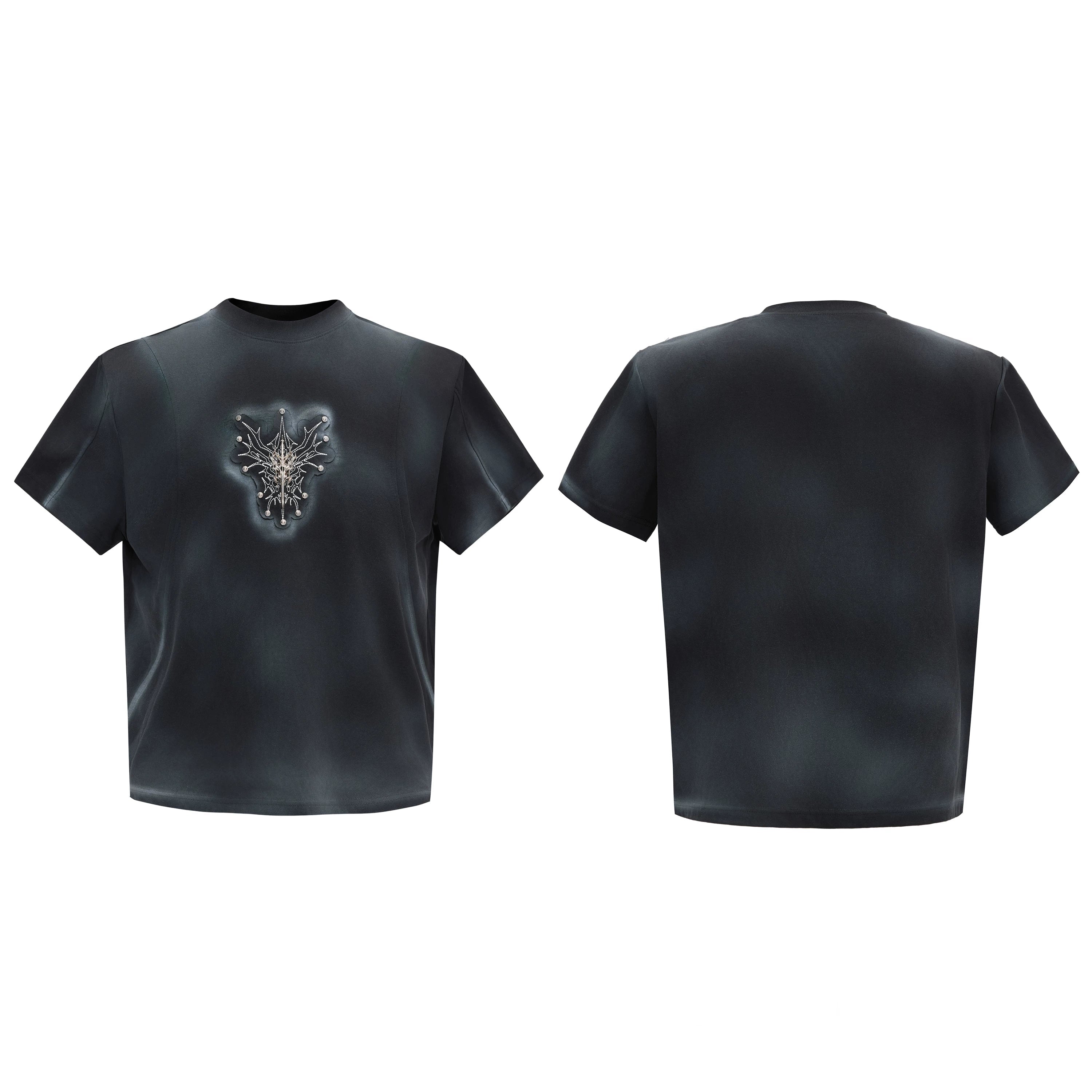 Airbrushed Emblem Graphic Crewneck T Shirt