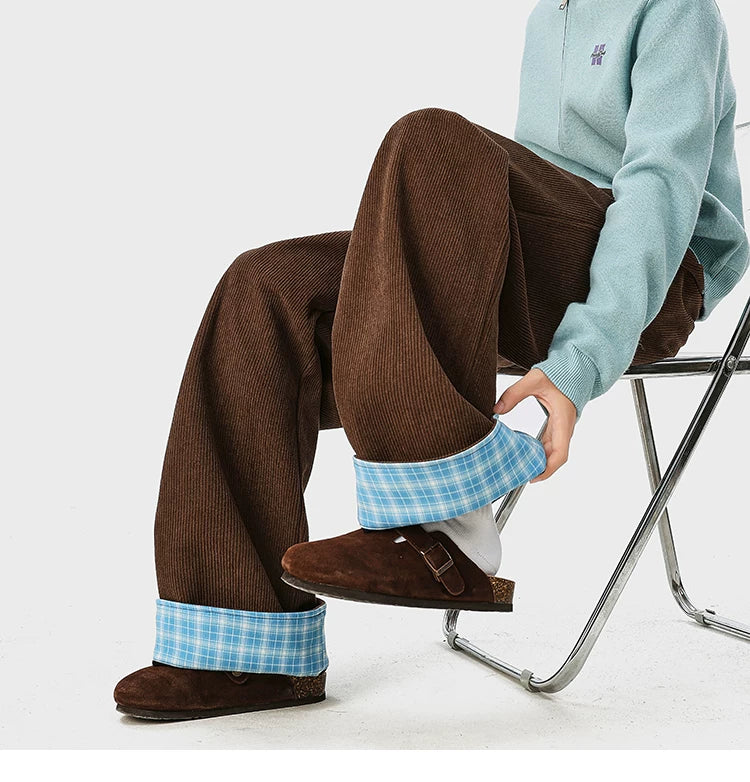 Check Cuff Corduroy Trousers