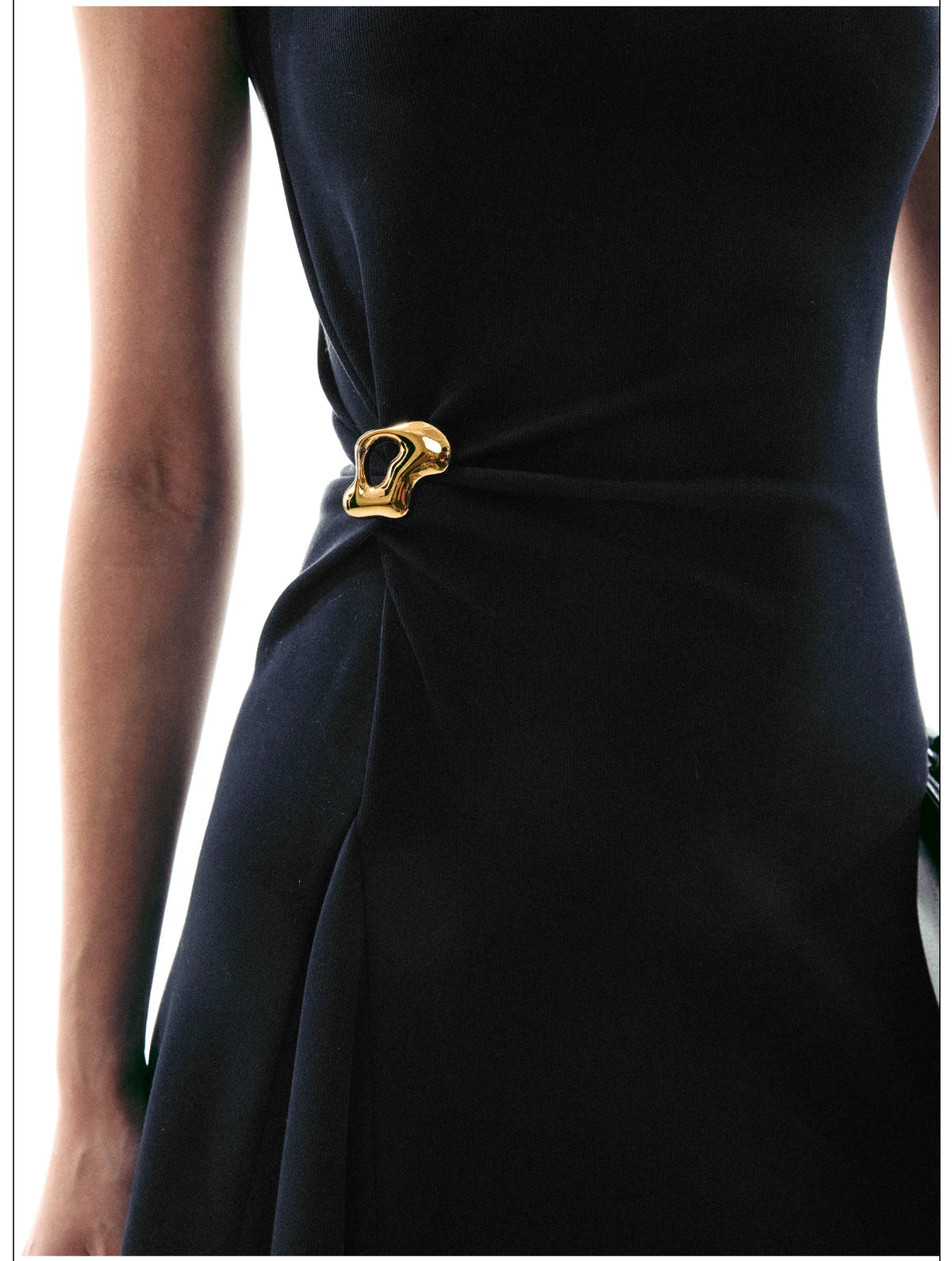 Sculpted Buckle Fit-Flare Dress
