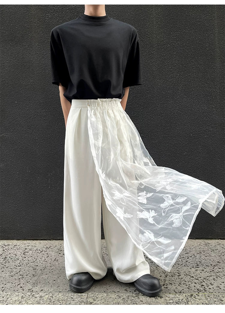 Ivory Veil Satin Train Trousers