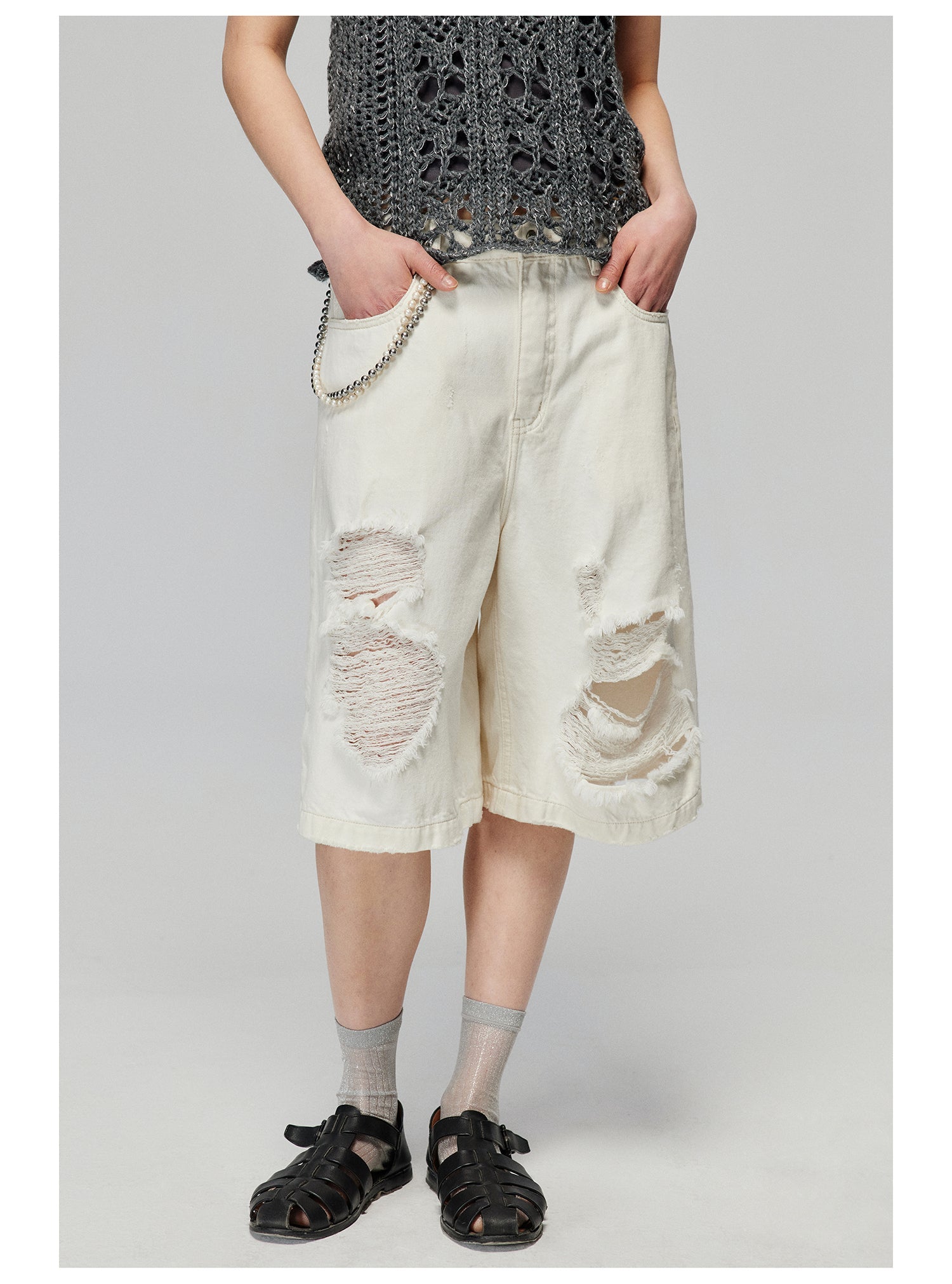 Distressed Denim Culottes