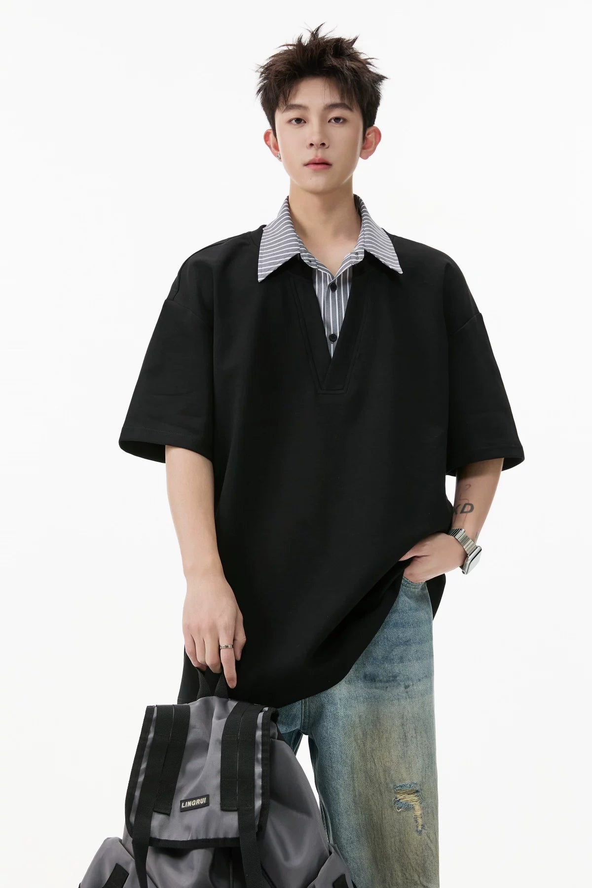 Layered Plunge Popover Polo