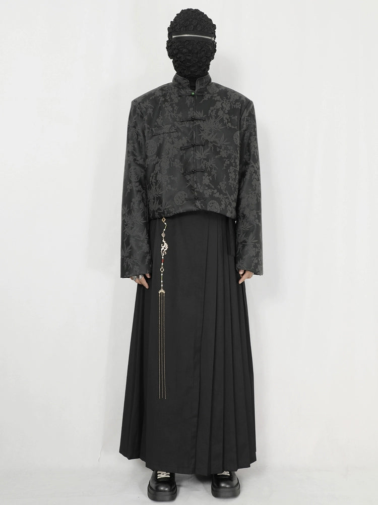 Black Jacquard Mandarin Jacket