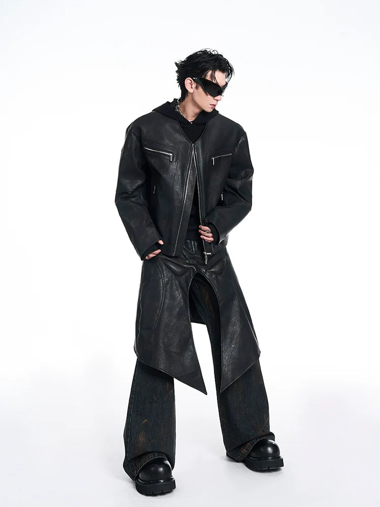 Hooded Leather Biker Jacket