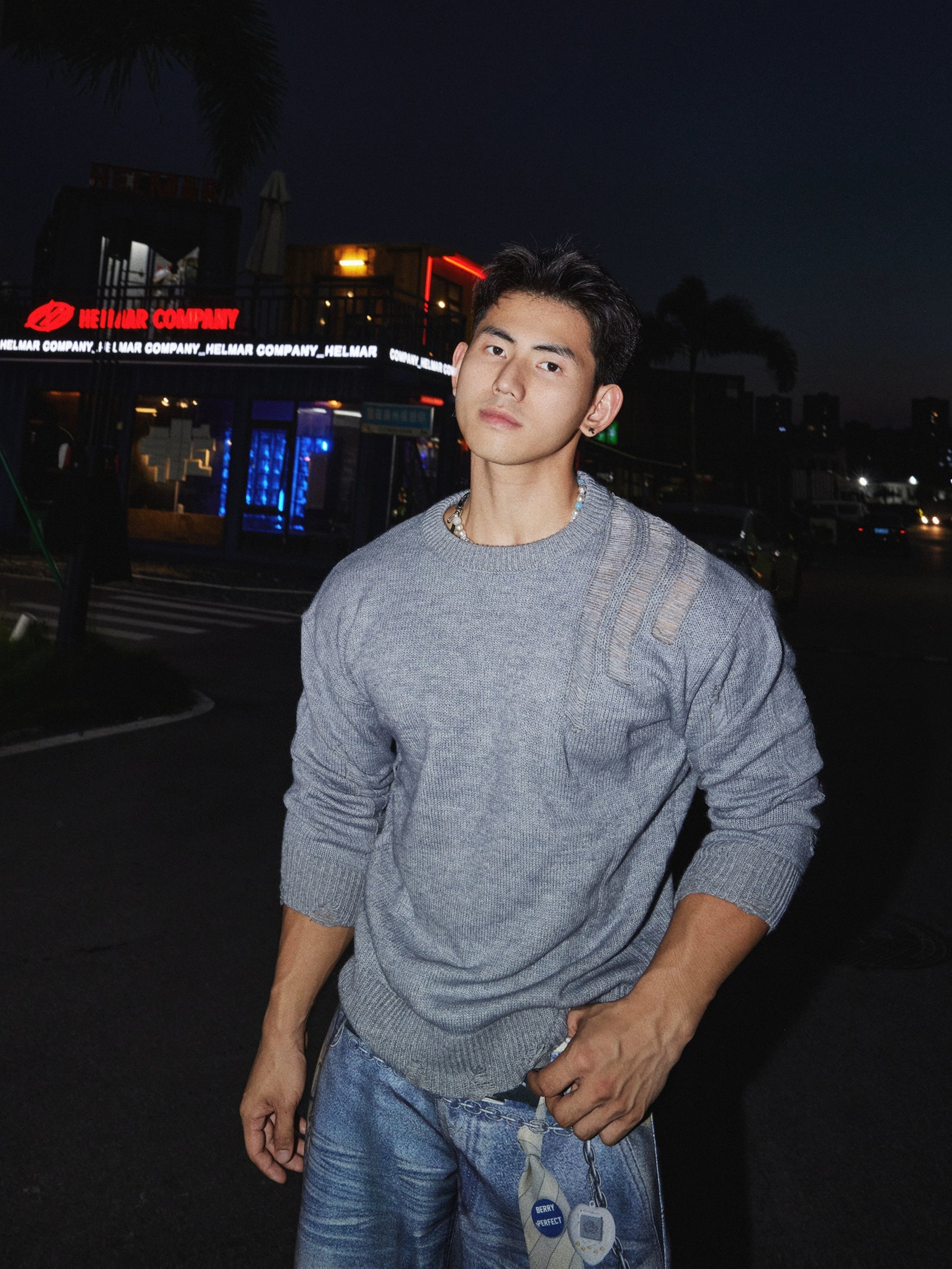 Misty Panel Textured Knit Sweater