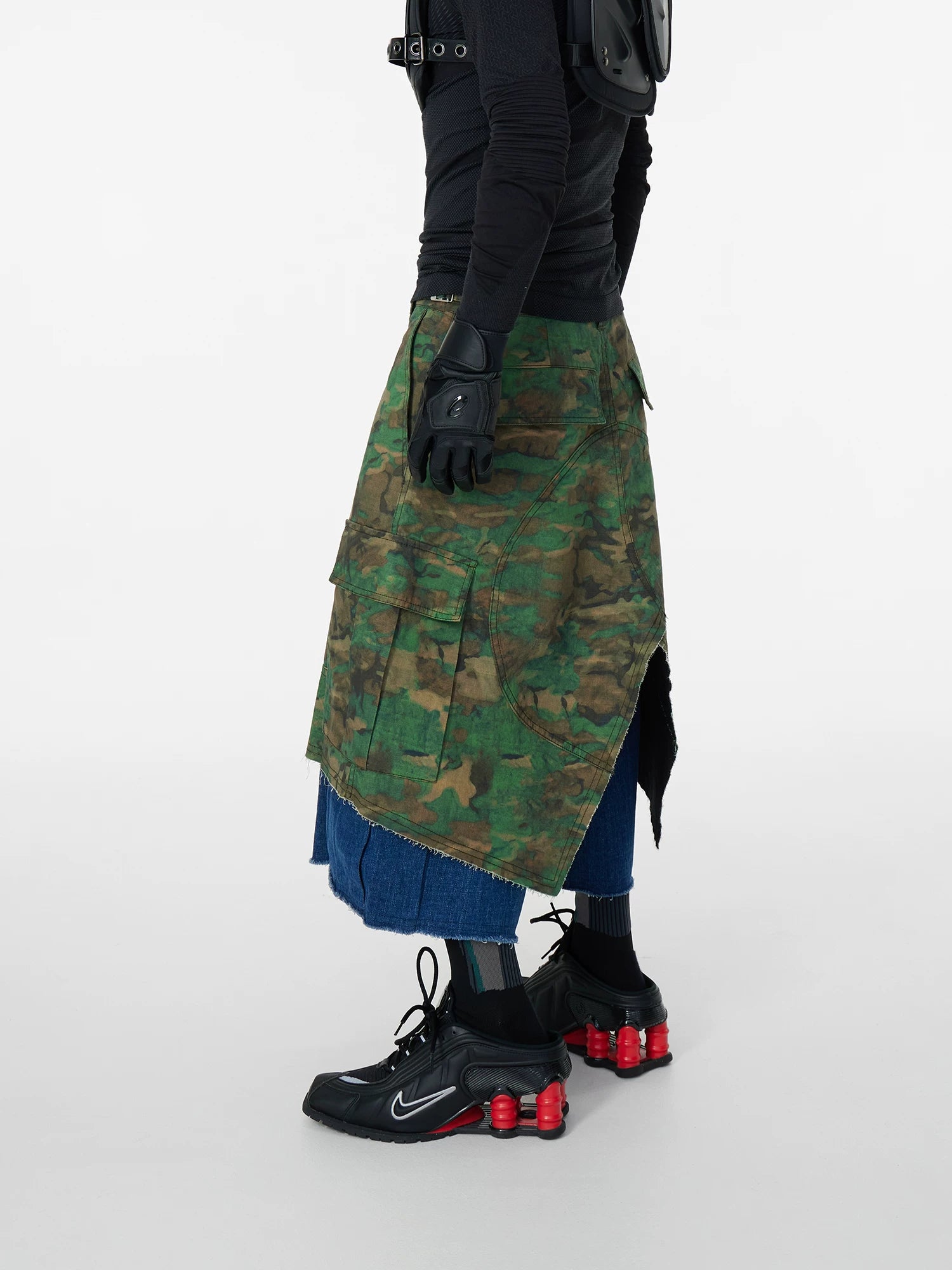 Cavalier Splice Camo-Over Denim Shorts