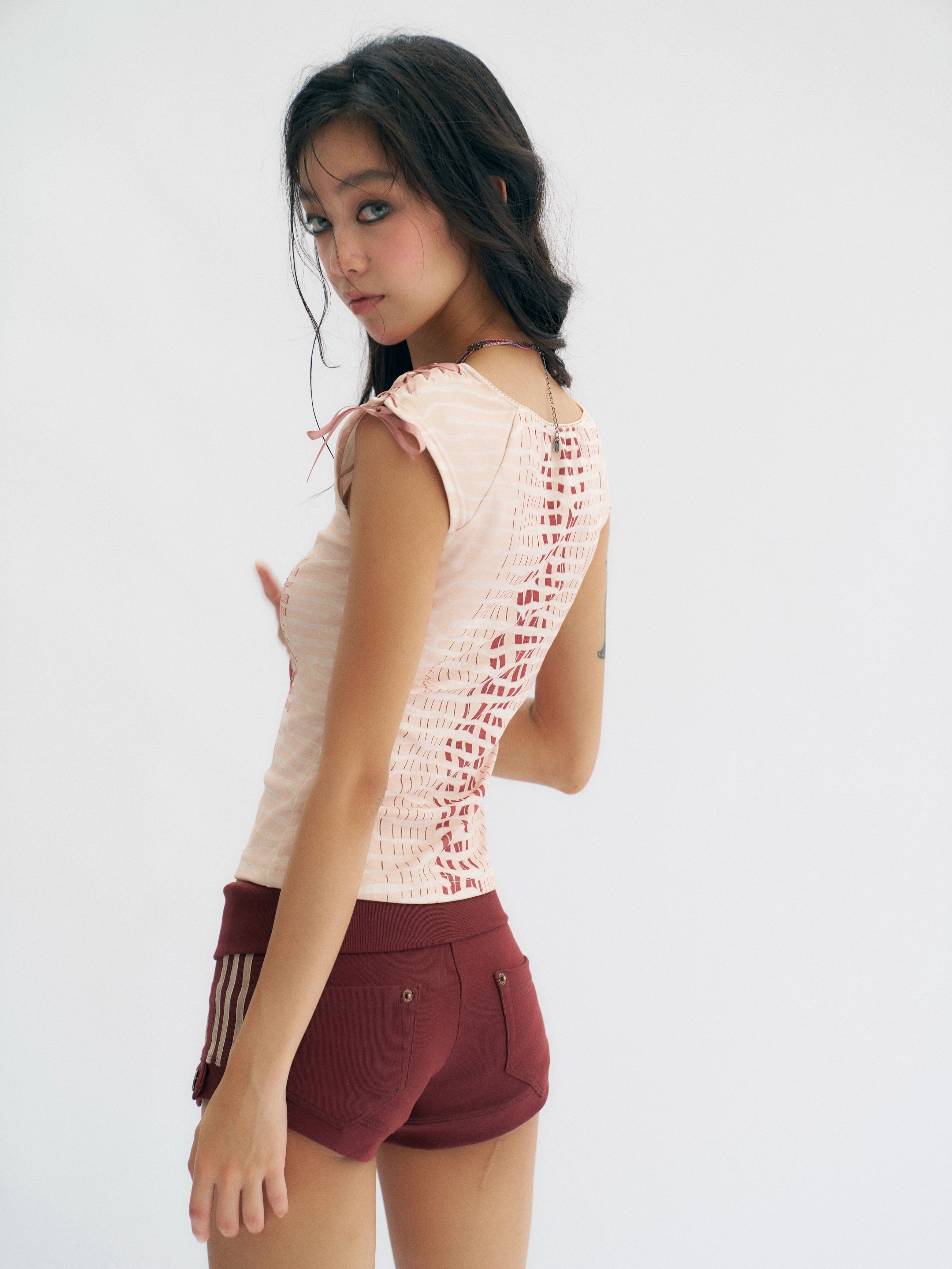 Blush Bloom Lattice Cutout Tee