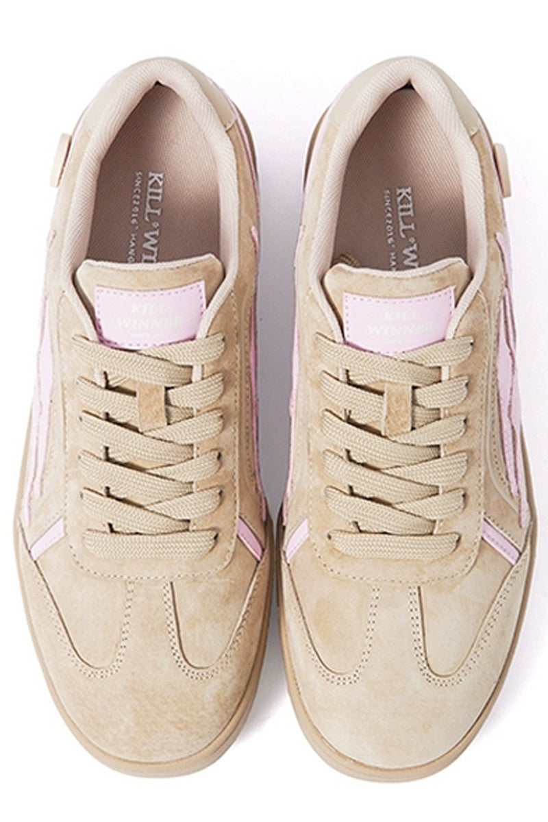 Beige Pink Suede Low-Top Sport Sneakers