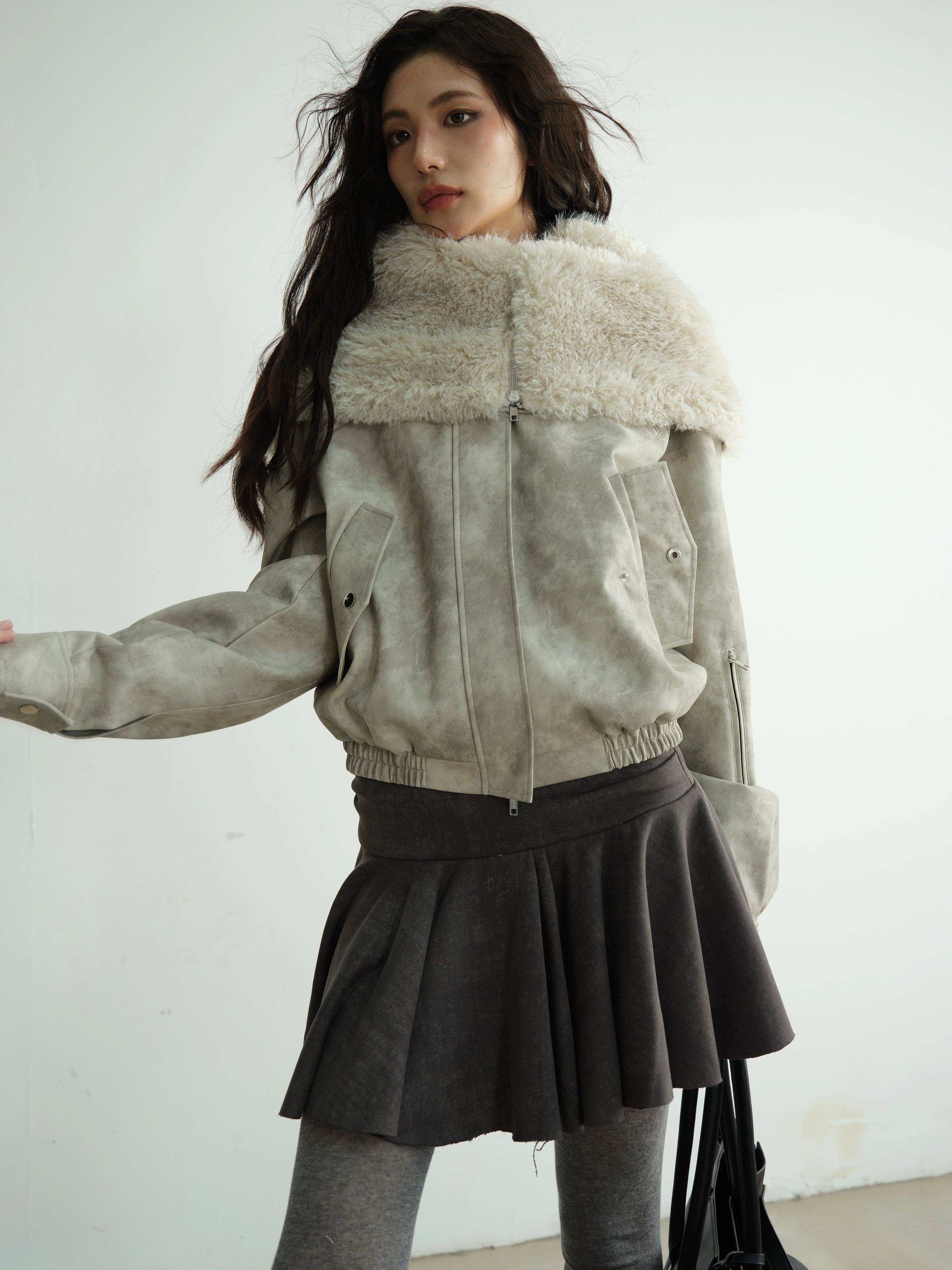Faux Shearling Hooded Jacket