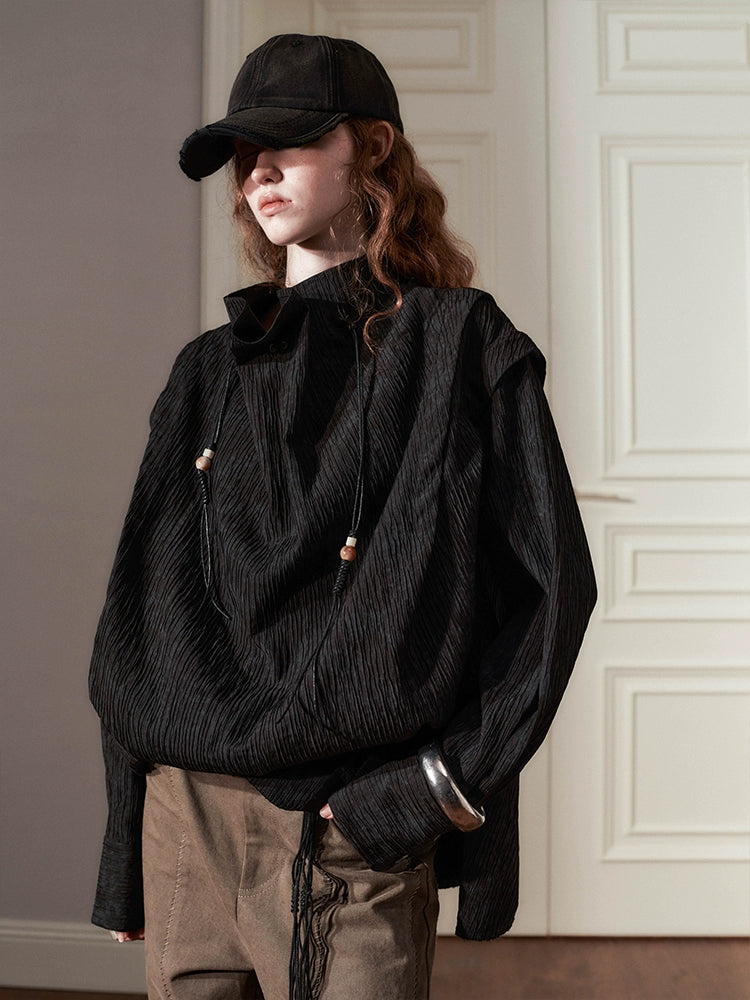 Oversized High-Neck Blouse