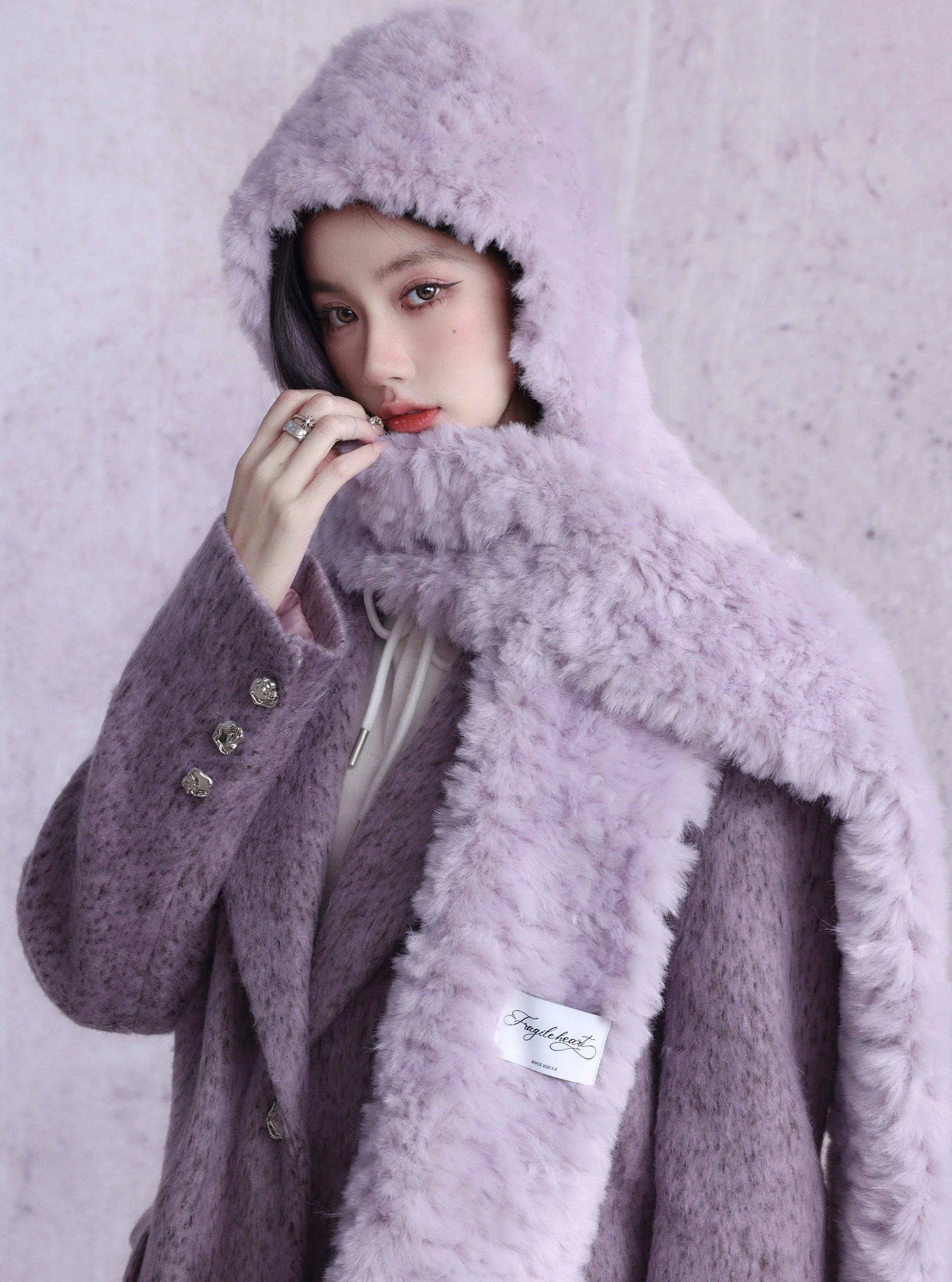 Lavender Wool Blend Long Coat