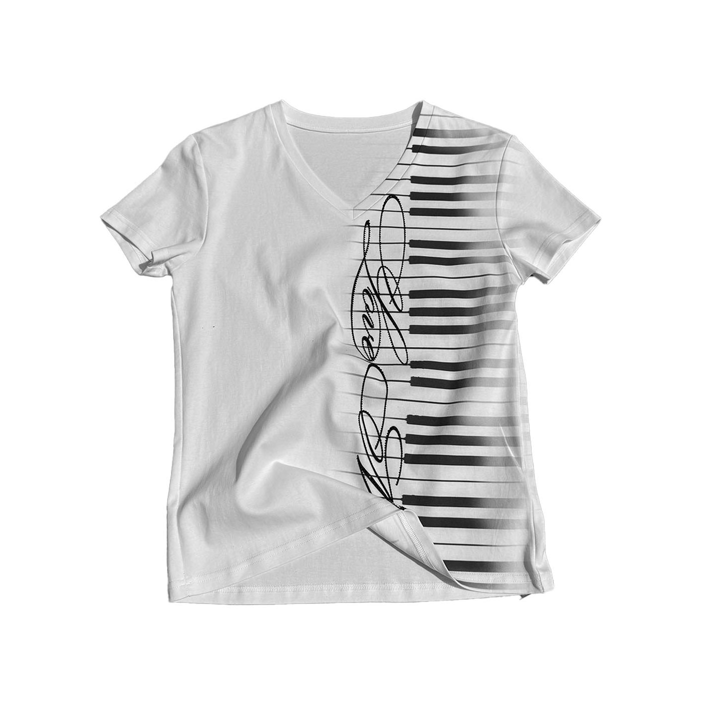 Keys Treble Clef V‑Neck Tee