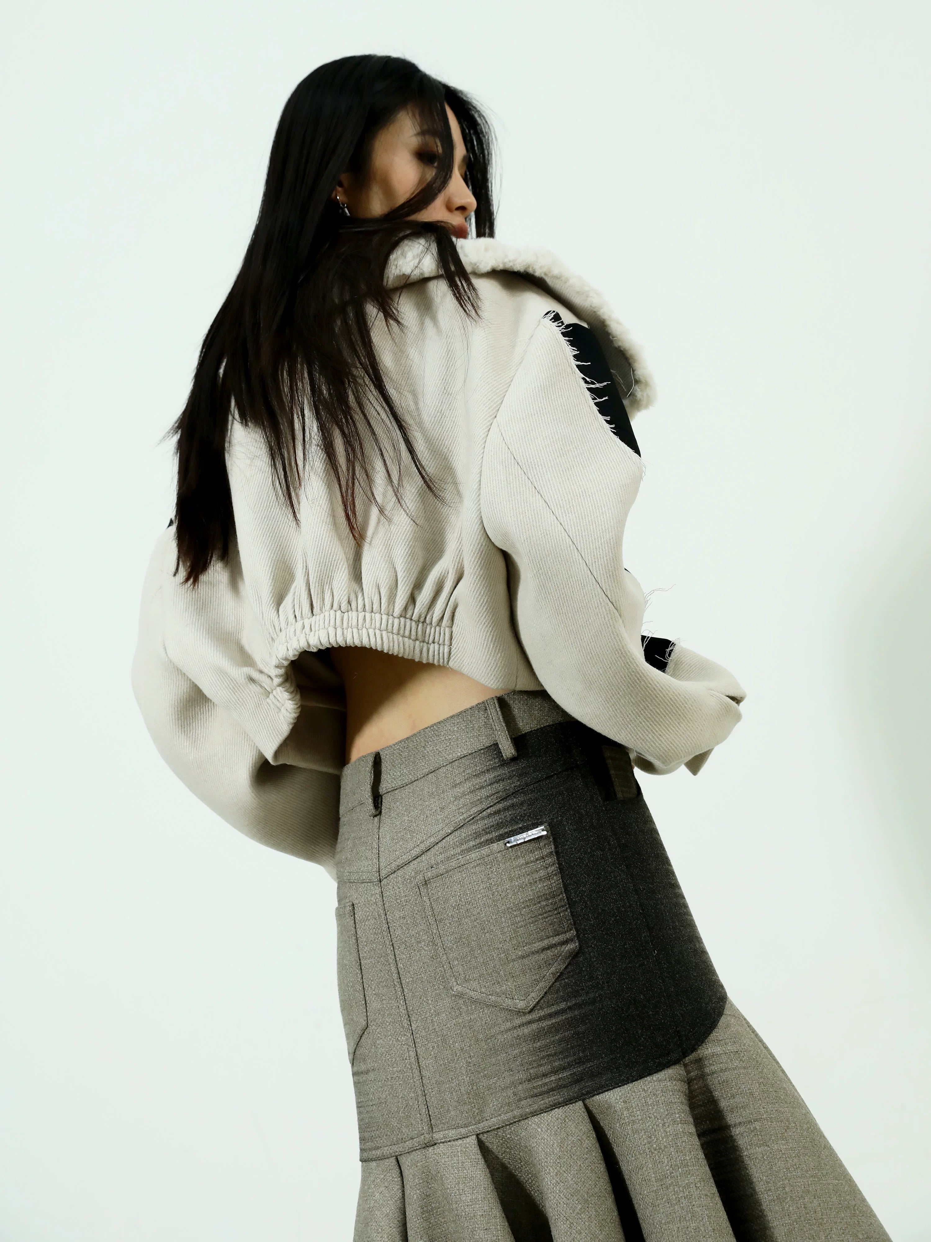 Ivoryshear Cropped Fur Collar Jacket