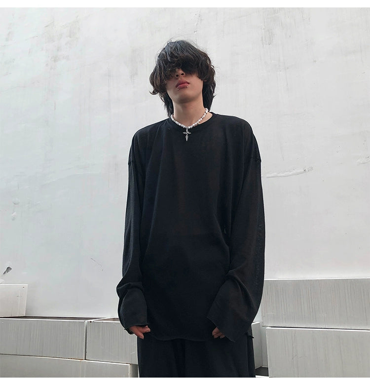 Oversized Heathered Long Sleeve T-Shirt