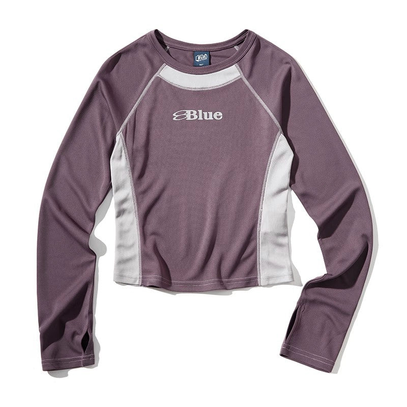 Quick-Drying Long Sleeve Colorblock Athletic Top