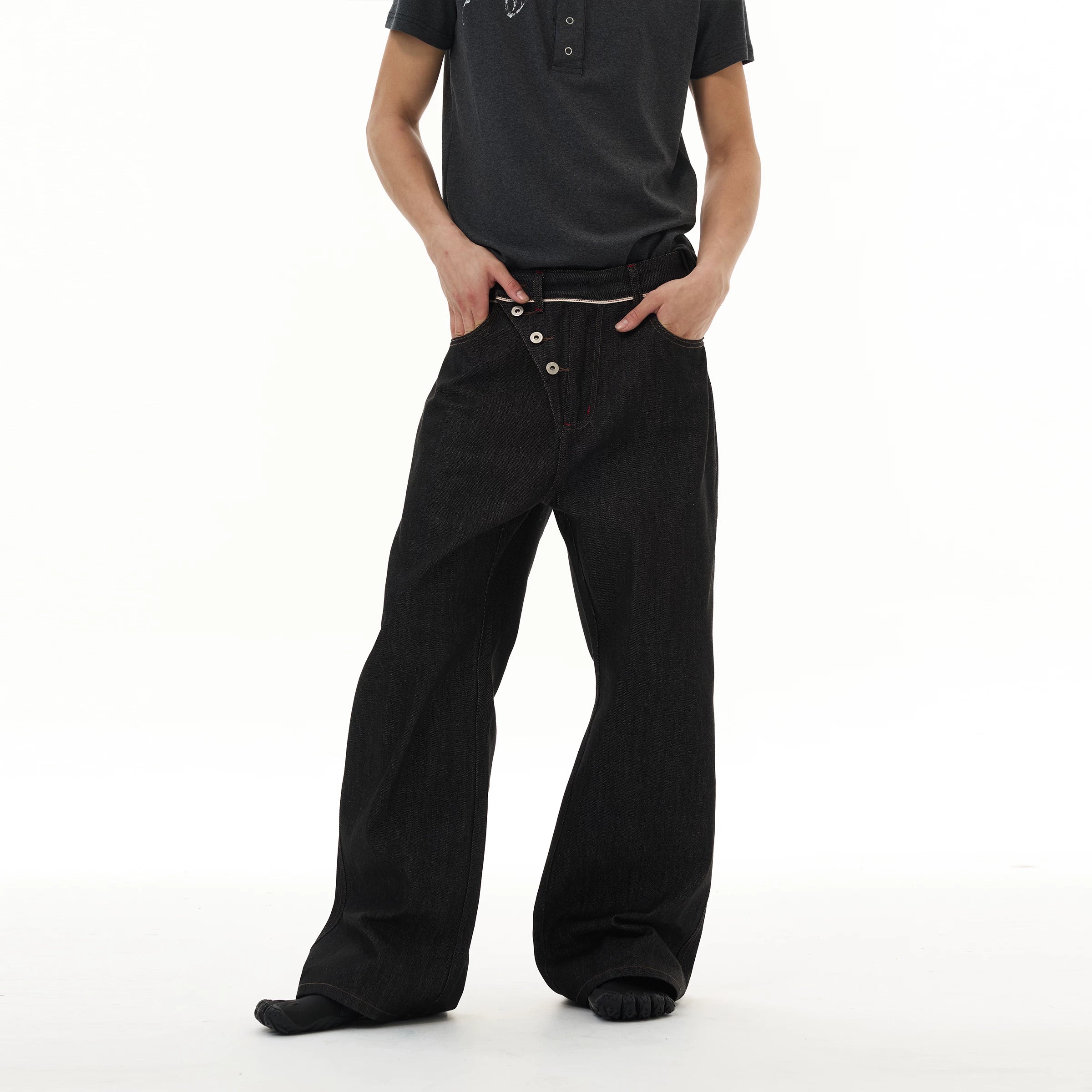 Orbit Placket Wide‑Leg Jeans