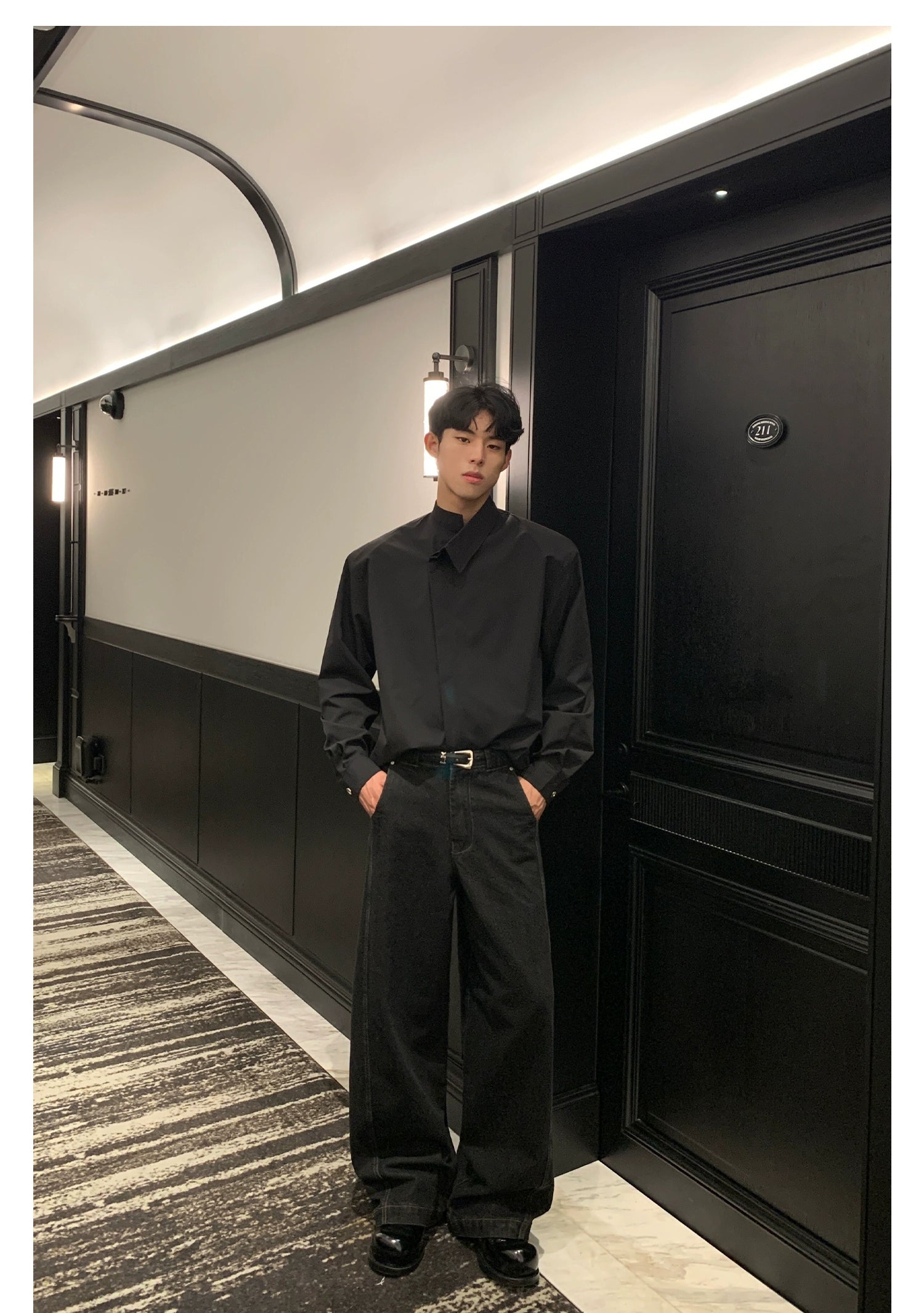 Asymmetric Collar Dress Shirt