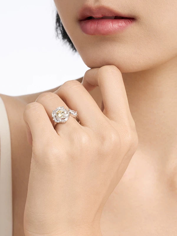 Spinning Camellia Statement Ring - view 2