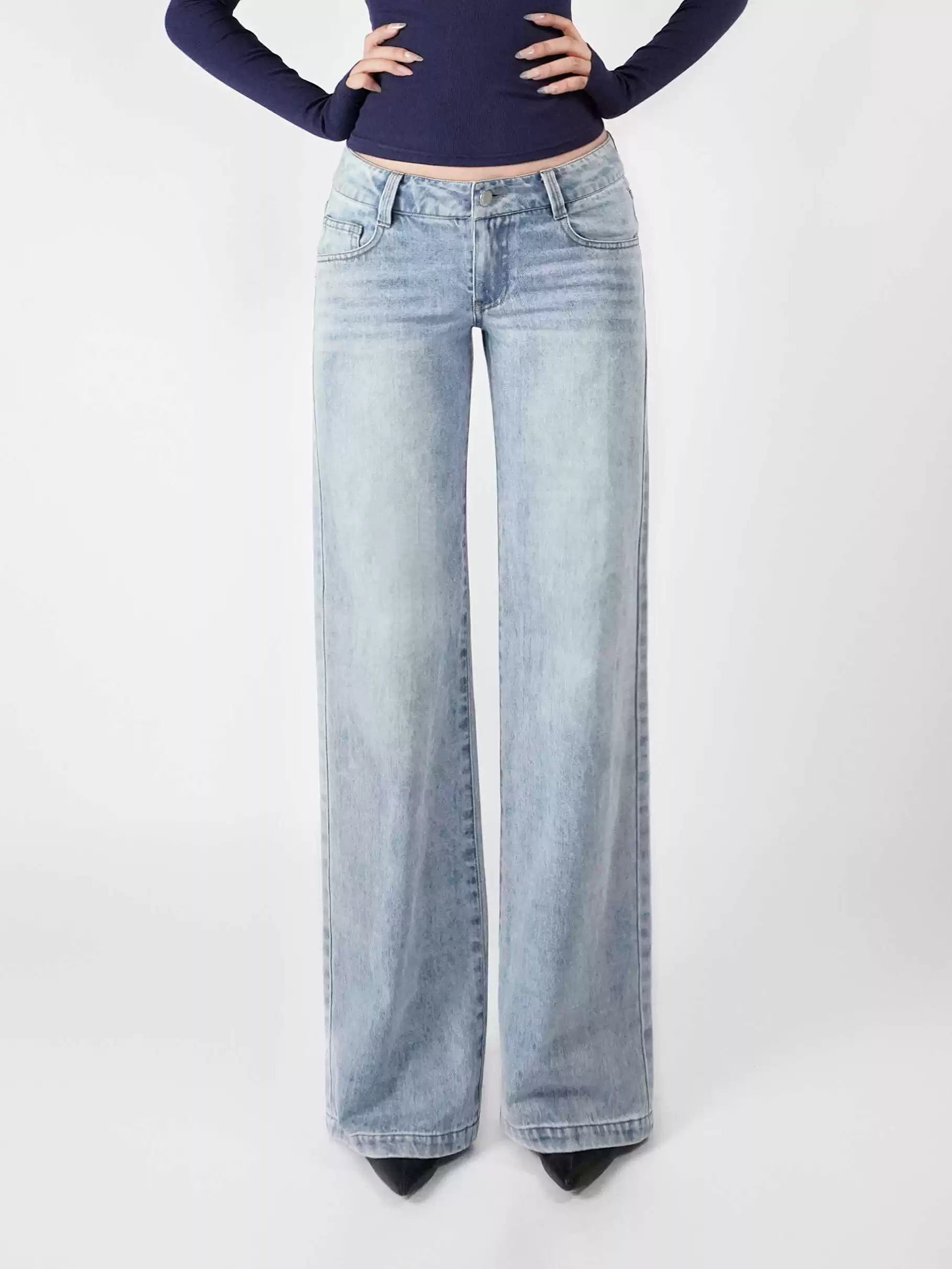 Low-Waist Straight-Leg Denim Jeans