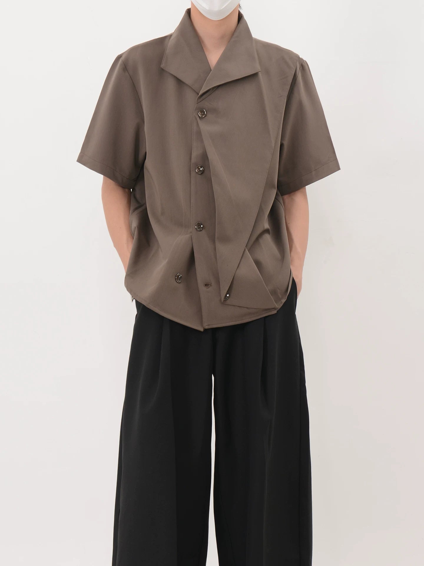 Asymmetric Cascade Button Shirt