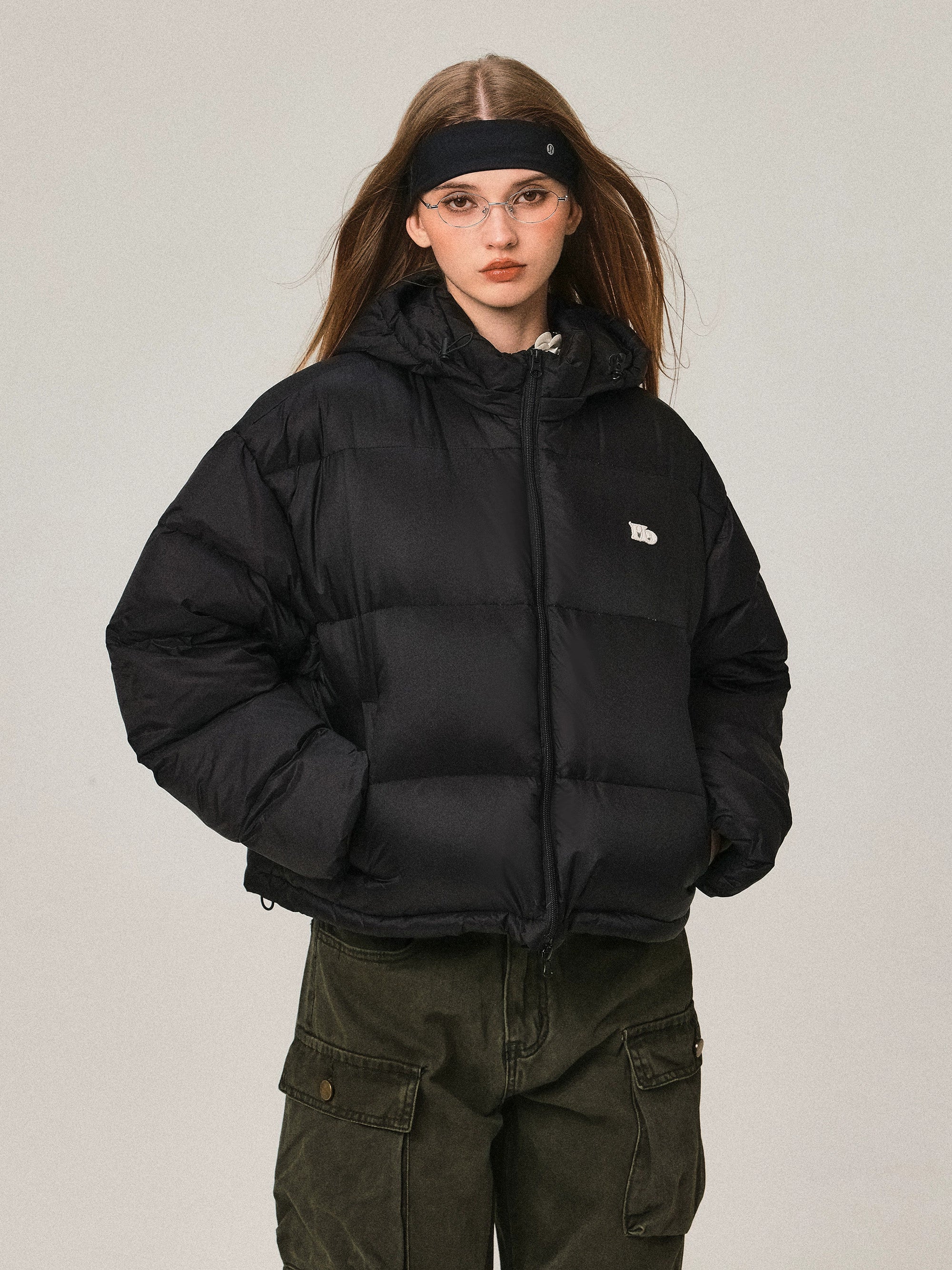 Stand Collar Hooded Short Down Jacket