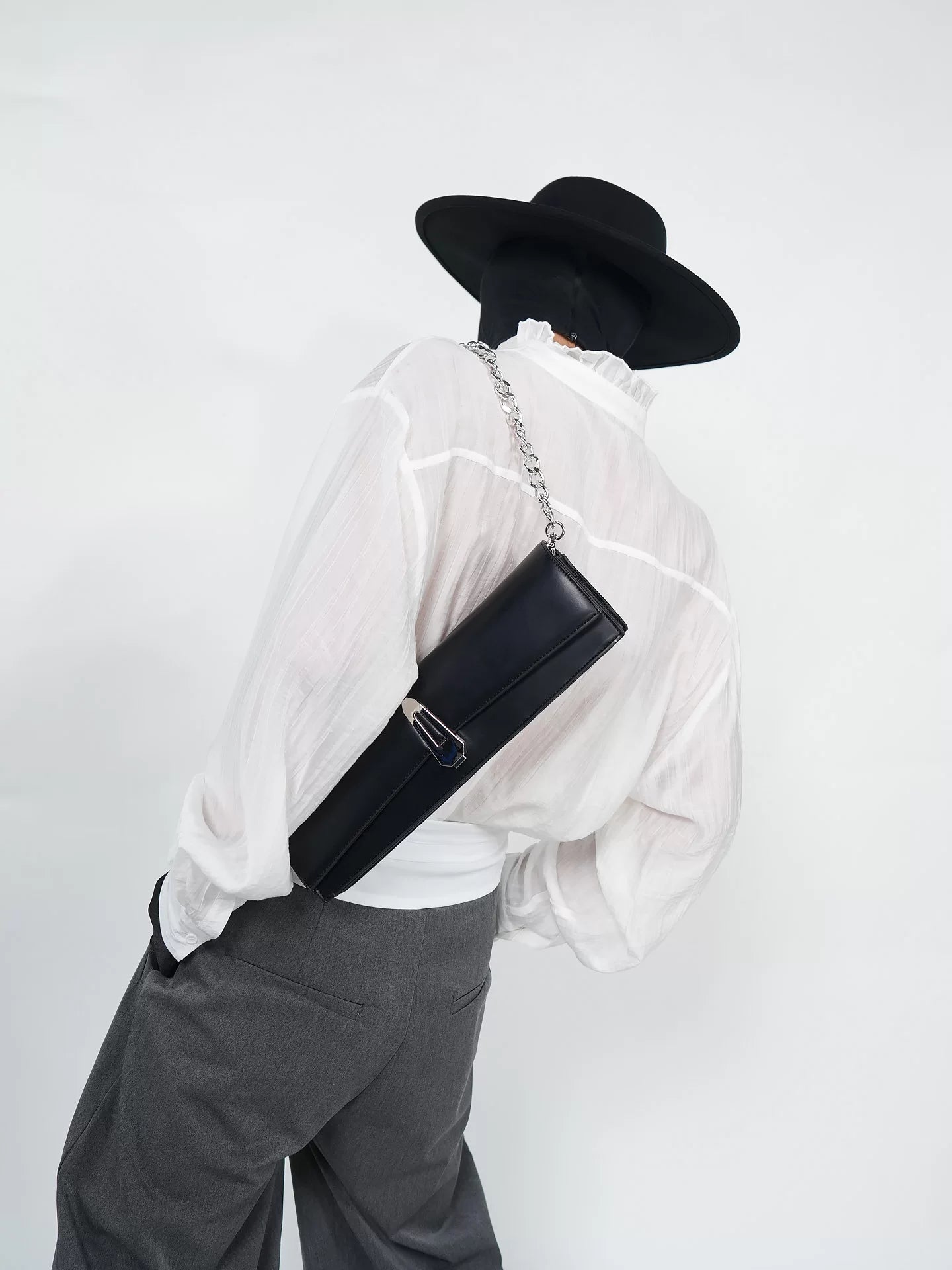 Obsidian Ledger Chain-Shoulder Clutch