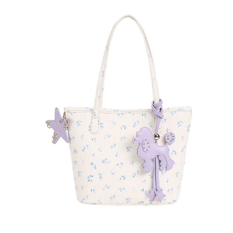 Floral Puppy Charm Mini Basket Tote - view 3