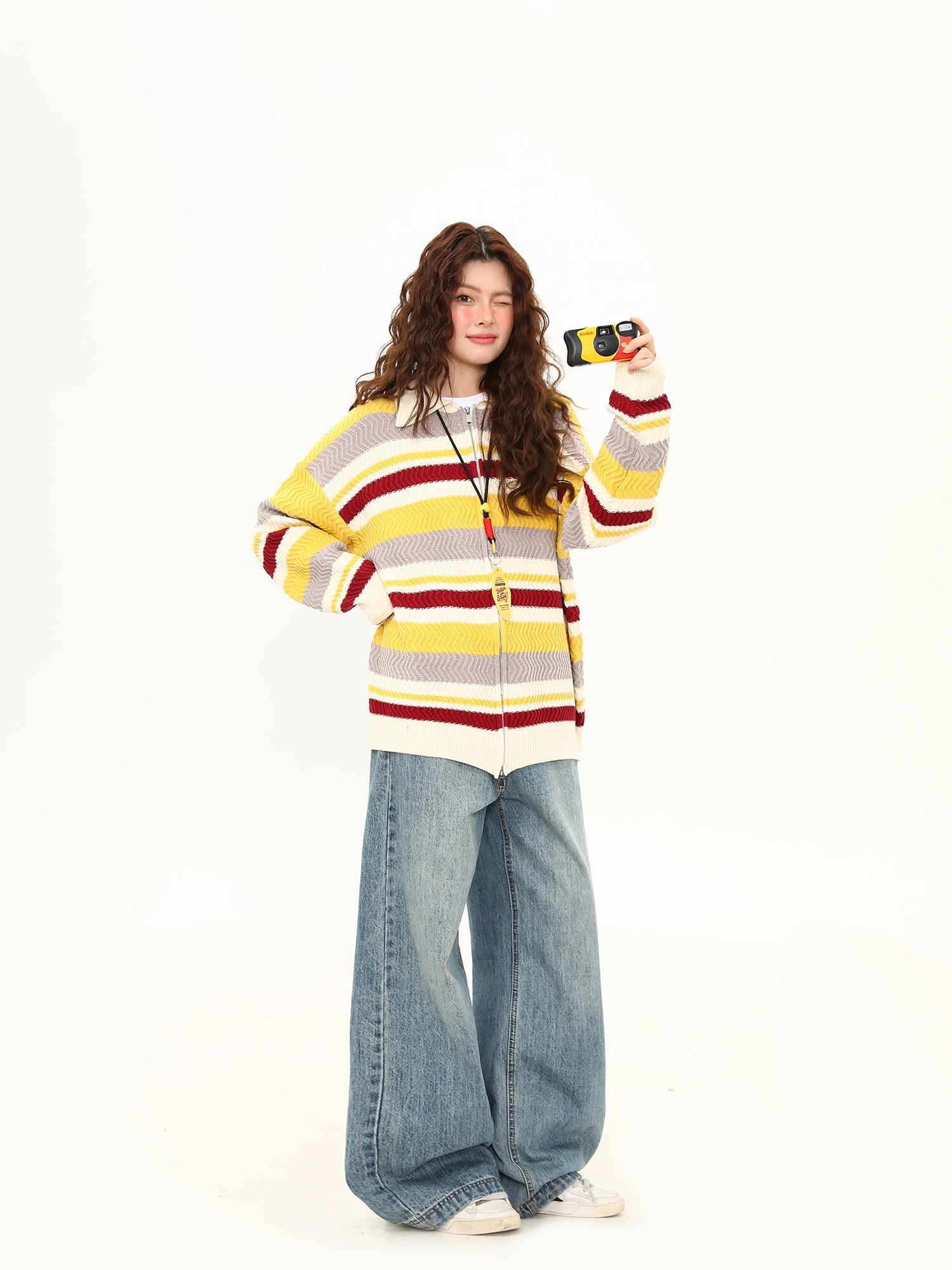 Lemon Berry Stripe Zip Cardigan