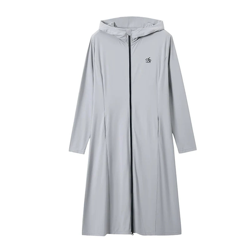 Longline Hooded Robe: Full-Zip Lightweight Lounge Coat with Logo Detail