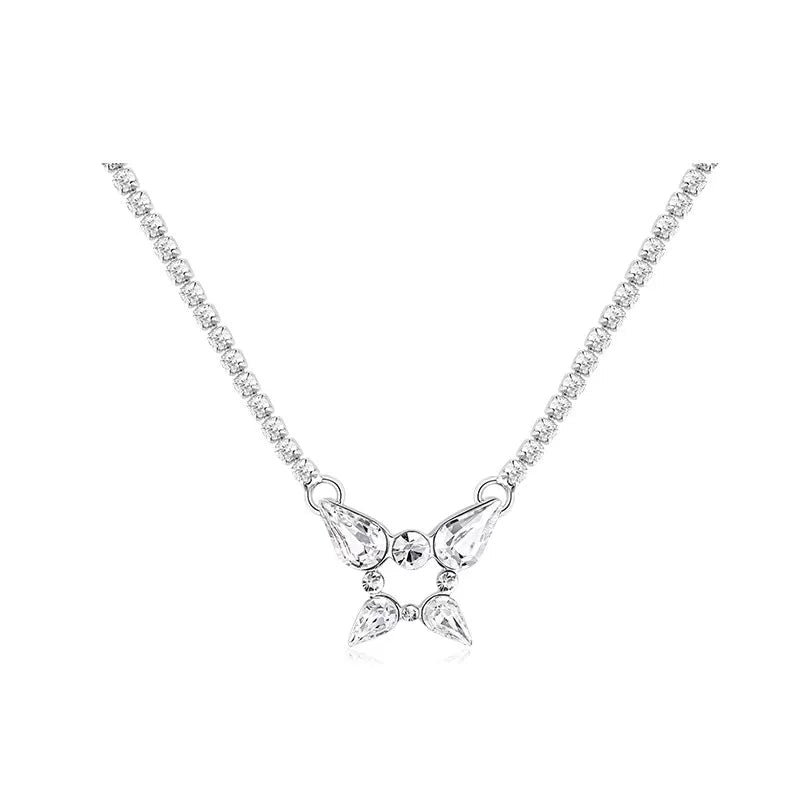 Crystal Butterfly Collar Necklace - Default Title