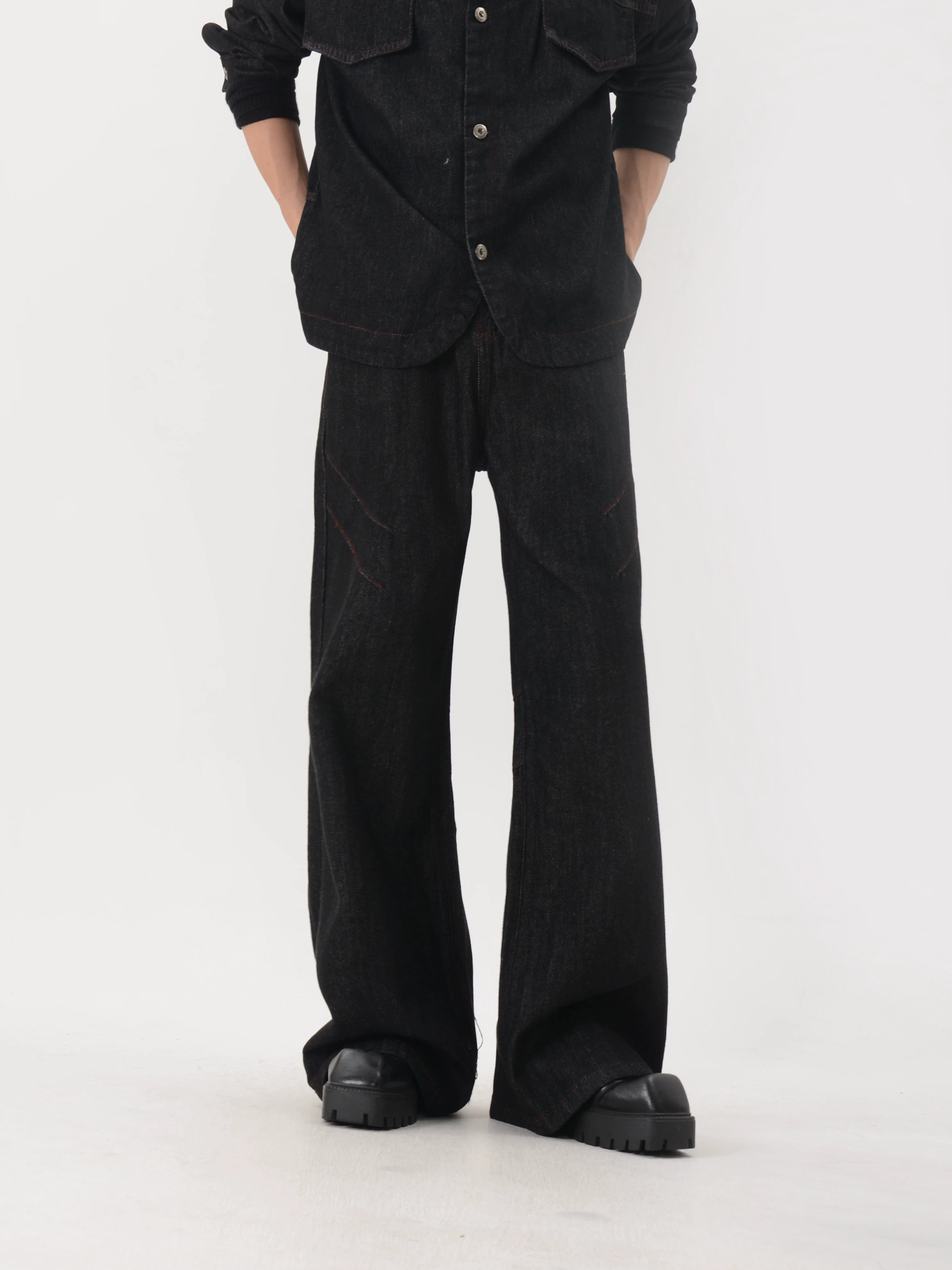 Stand-Collar Utility Pocket Denim Jacket