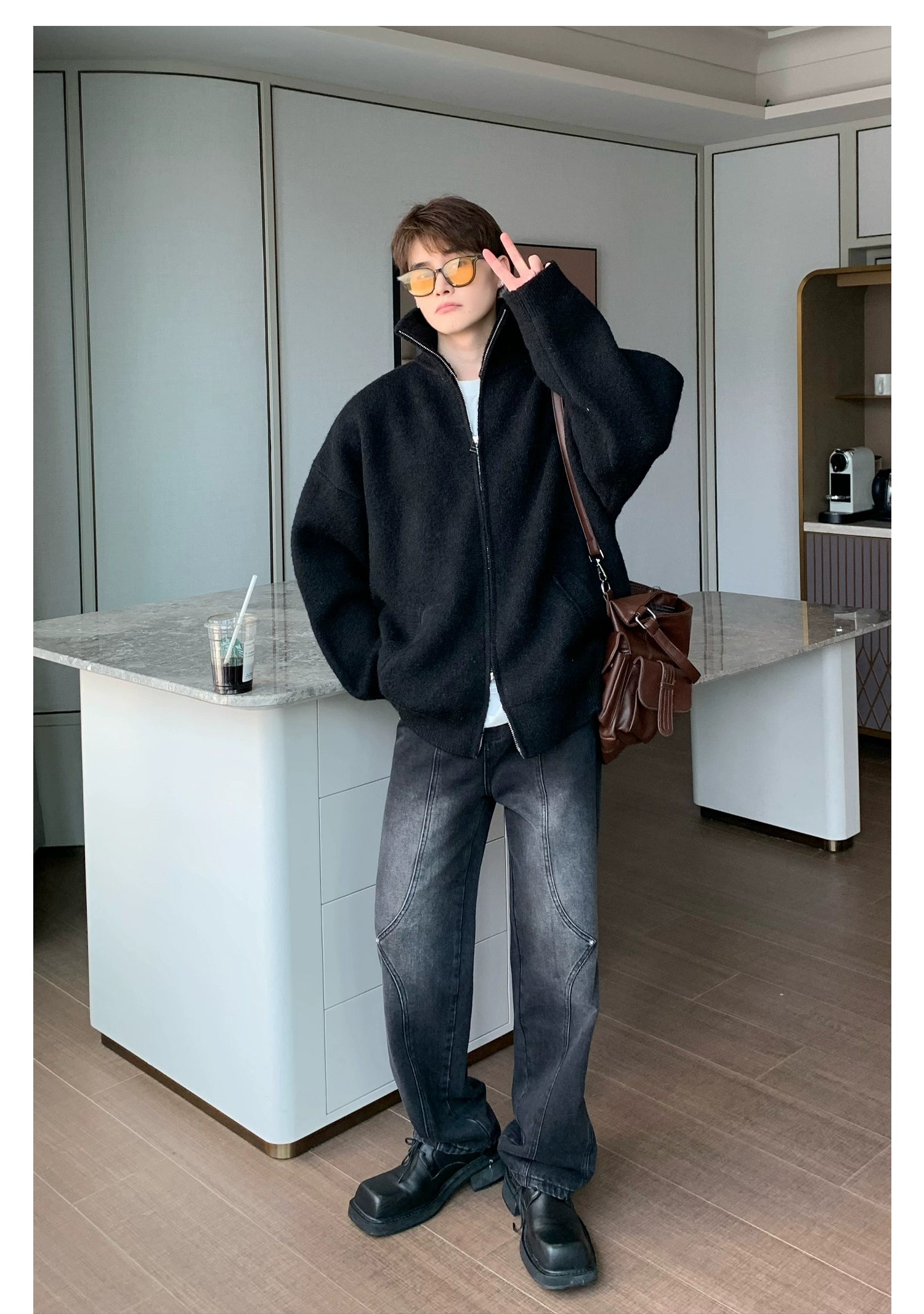 Zip Up Knit Jacket