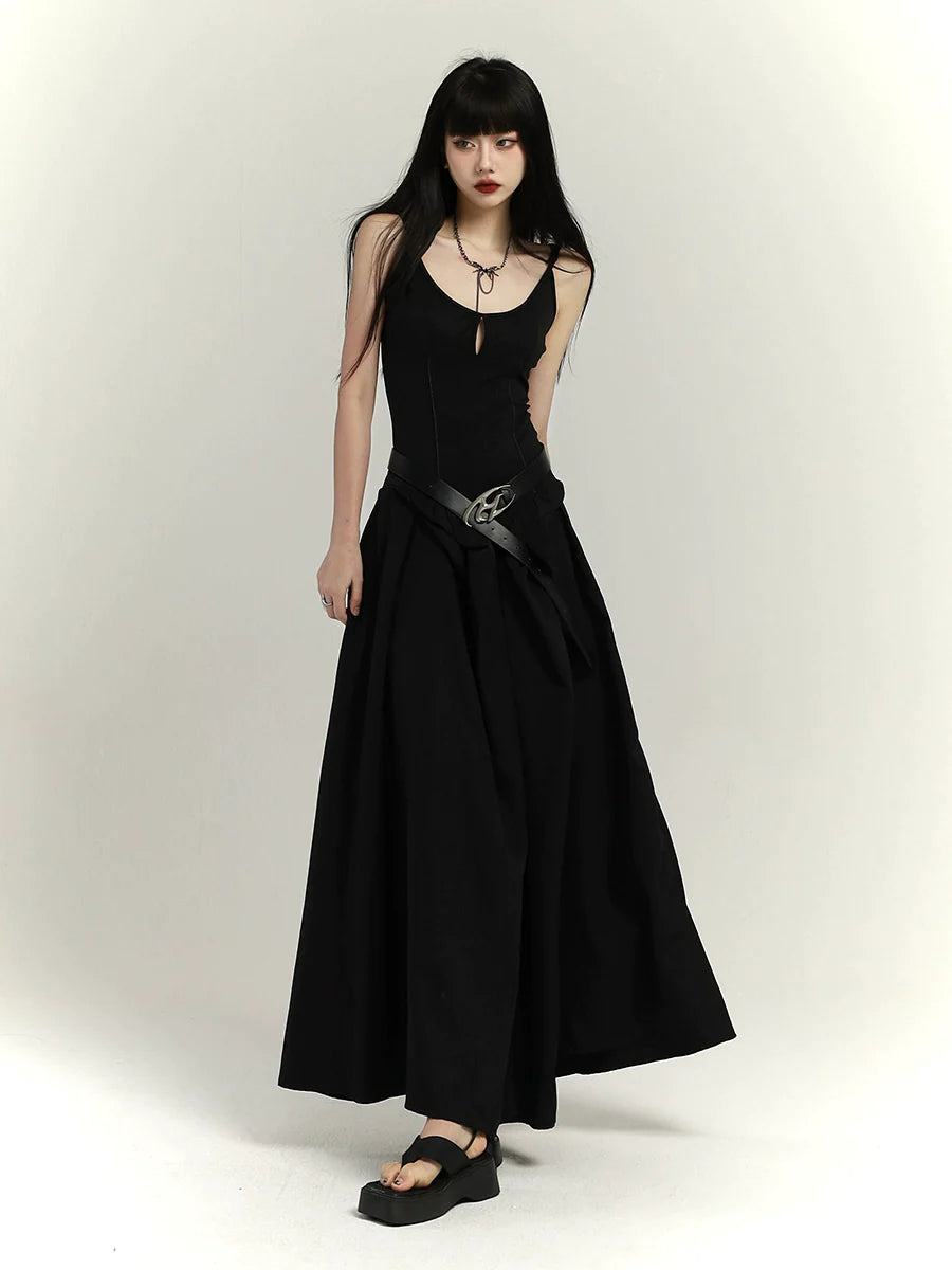 Chinese Black Long Slip Dress - chiclara