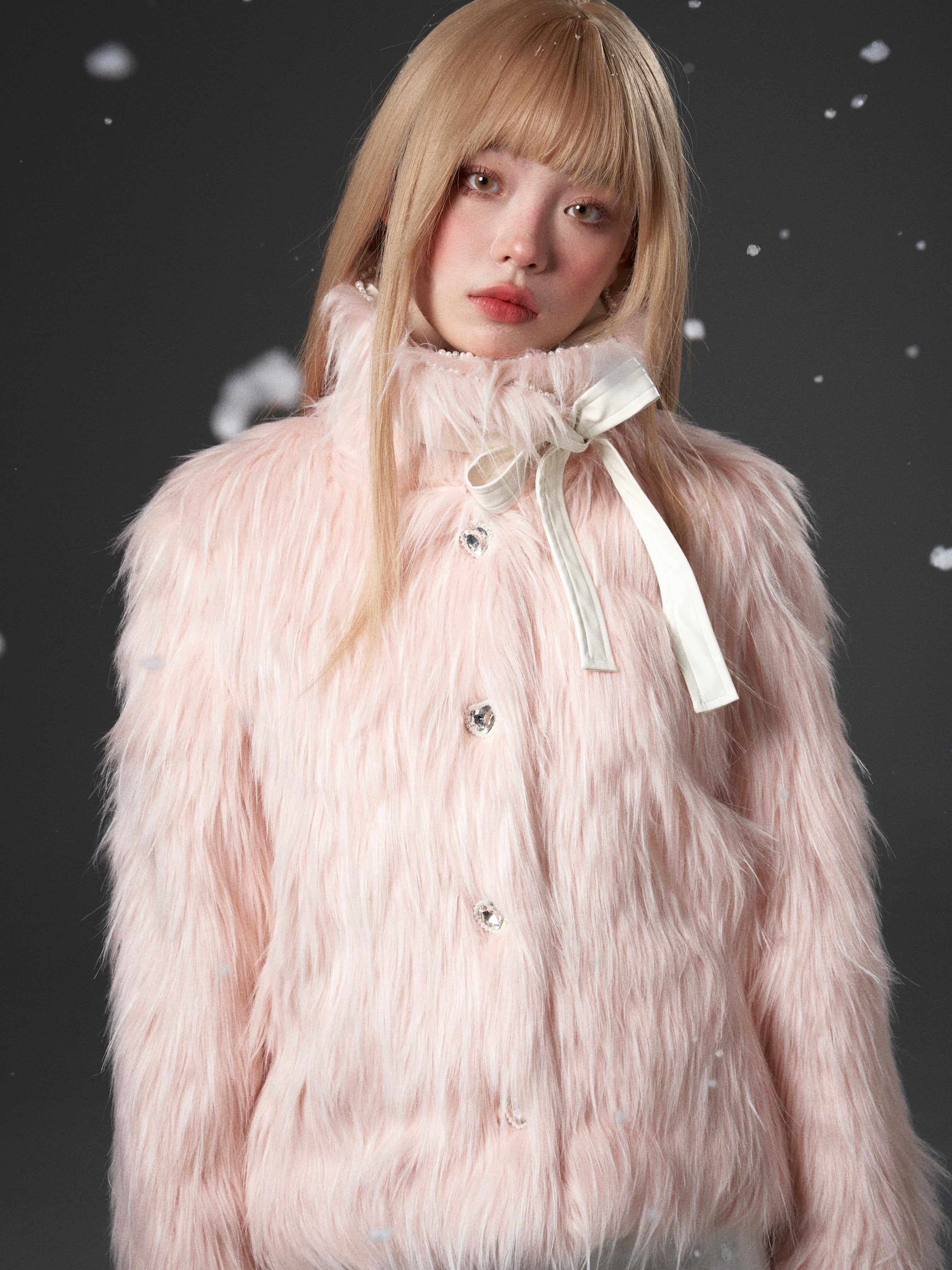 Pink Faux Fur Coat