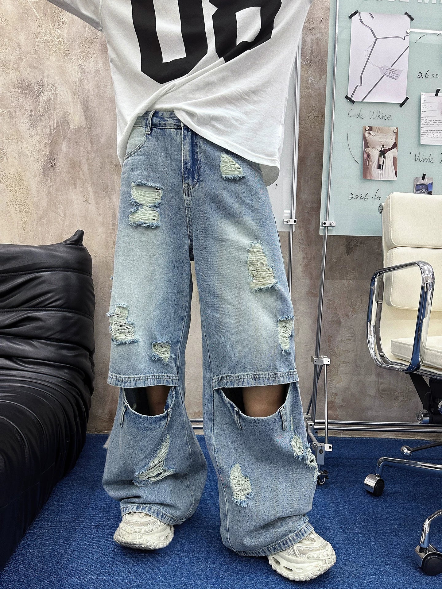 Abyss Portal Blowout Knee Cargo Jeans
