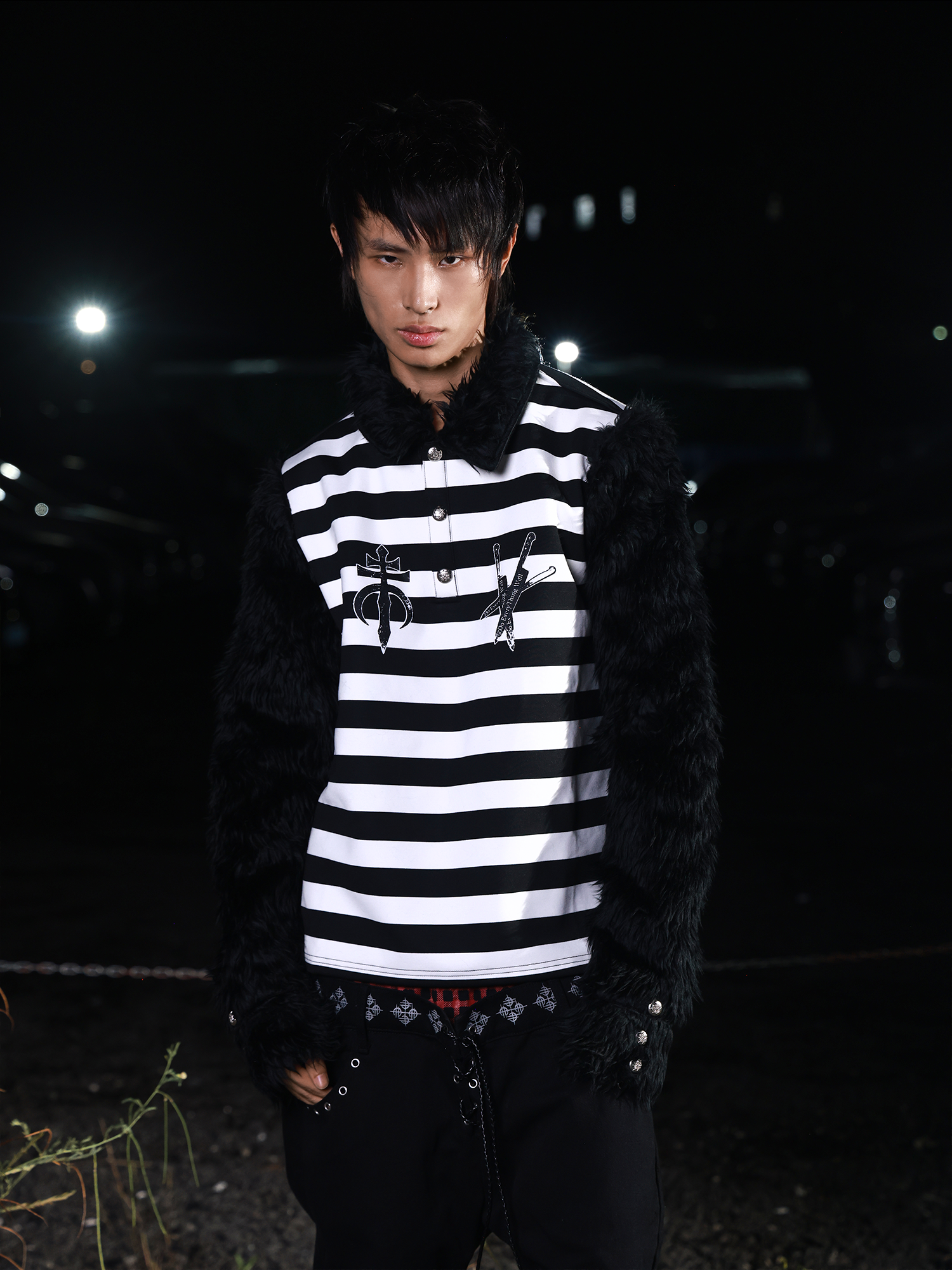 Faux Fur Sigil Stripe Longsleeve