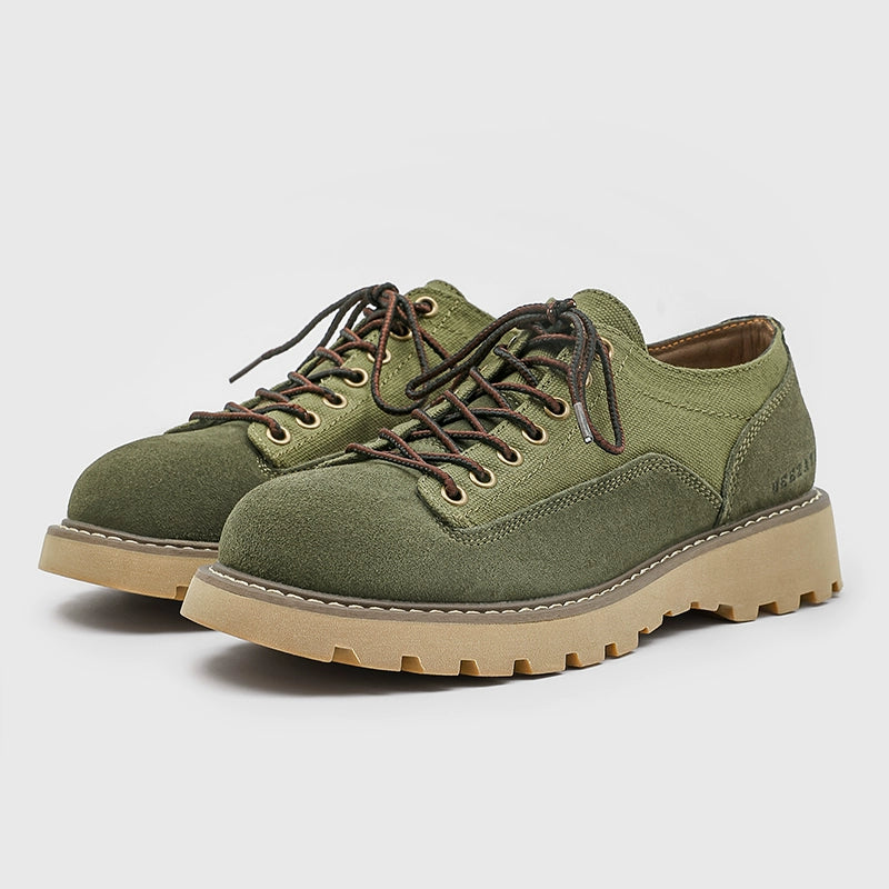 Suede Lace-Up Derby Shoes with Chunky Lug Soles