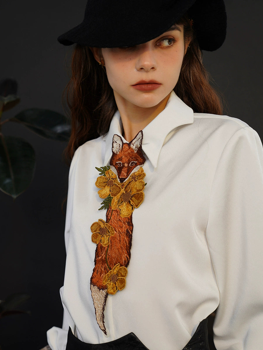 Foxy Flora Embroidered Necktie - chiclara