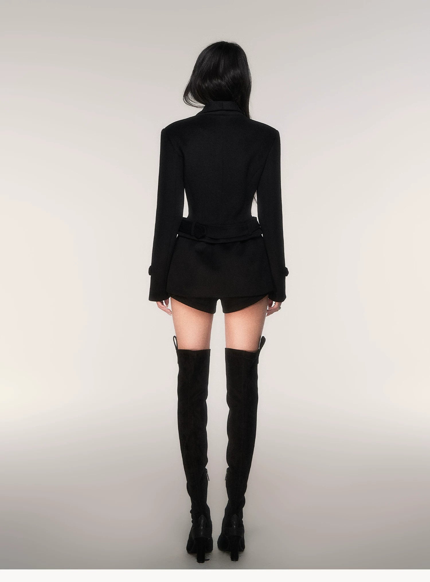 Noir Empress Belted Peacoat