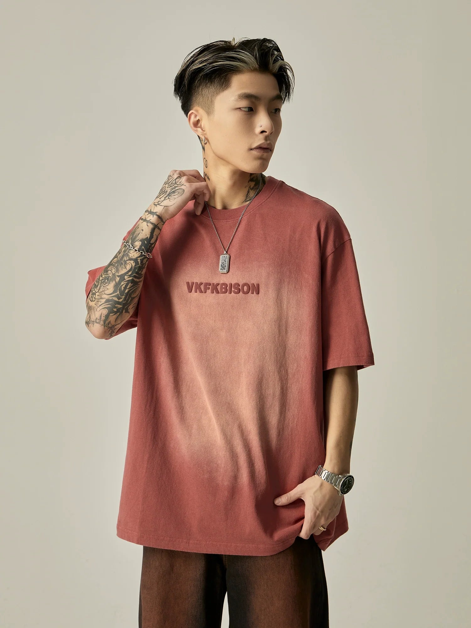 VKFKBISON Black Oversized Logo Tee