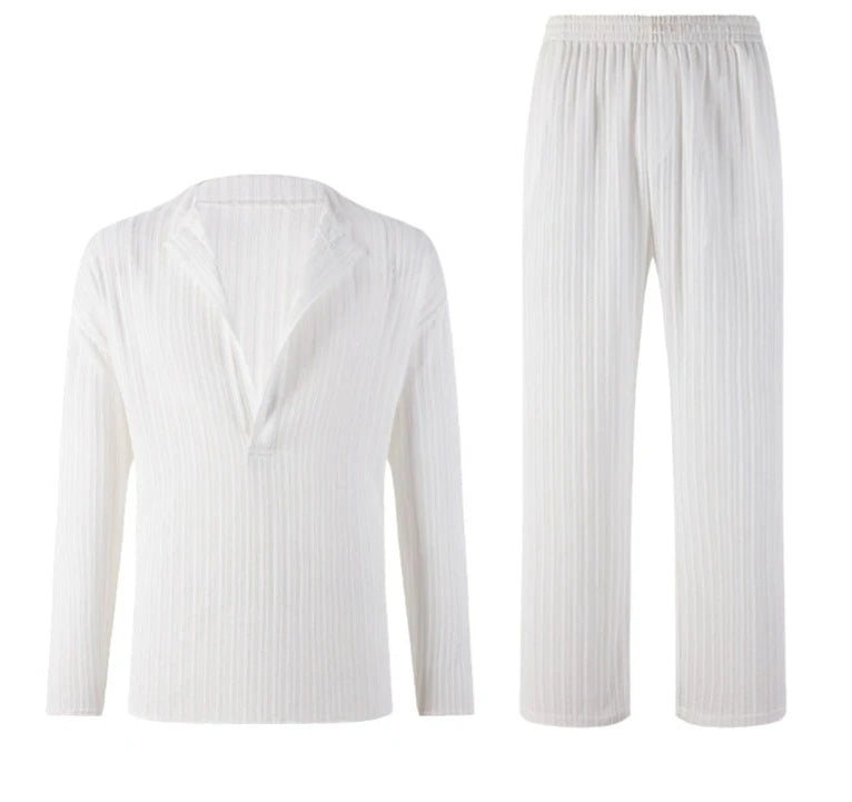 Ribbed White Lounge Shirt