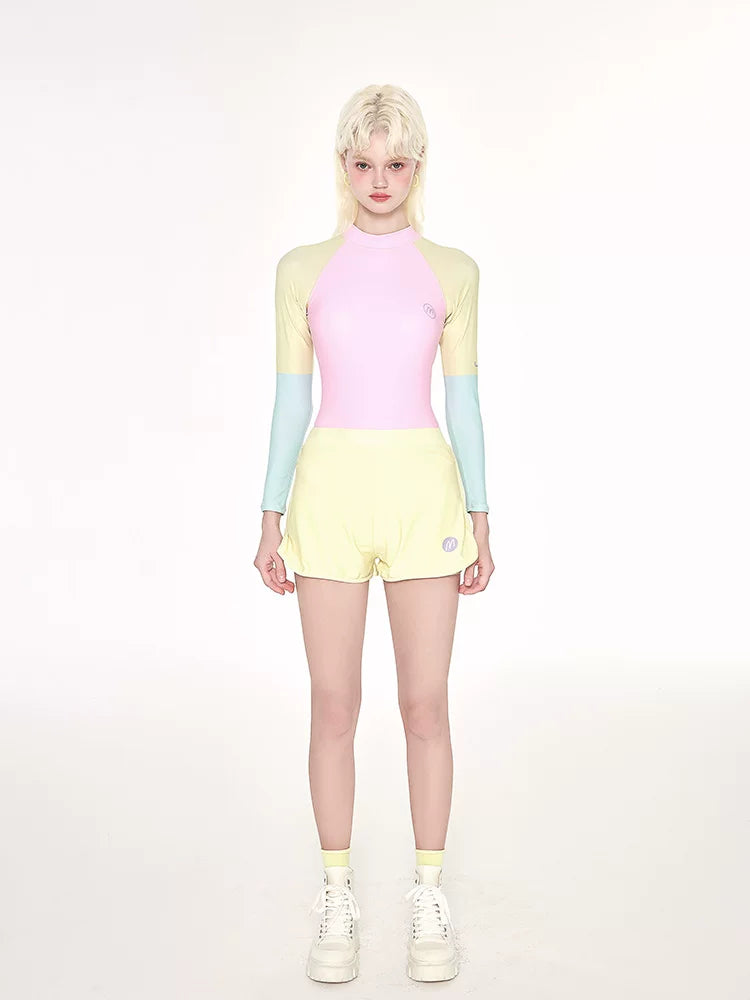 Pastel Dream Ripple Rashguard One‑Piece