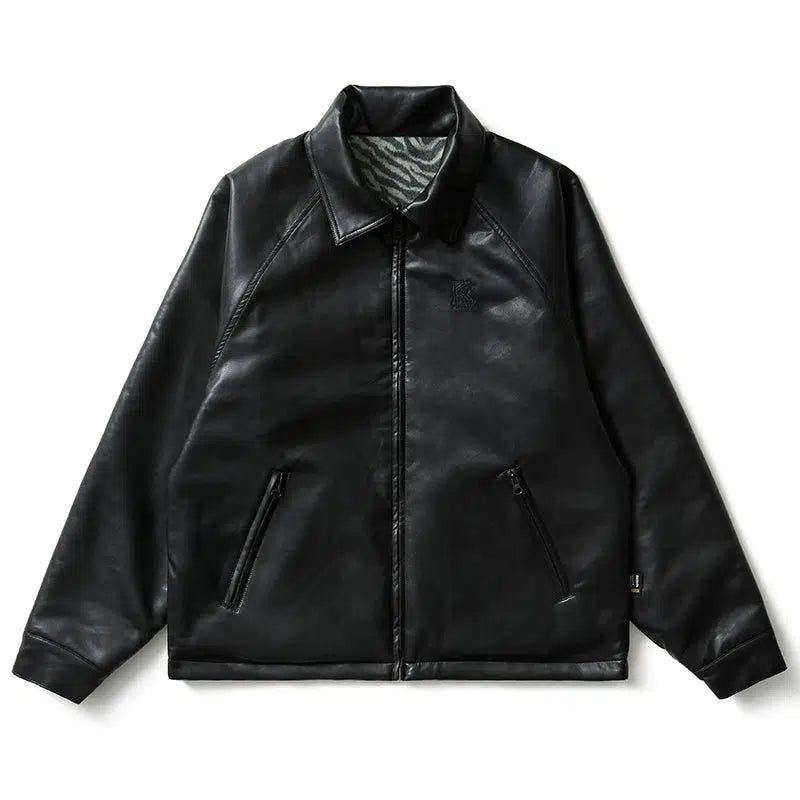Reversible Leather Jacket with Animal Pattern - chiclara