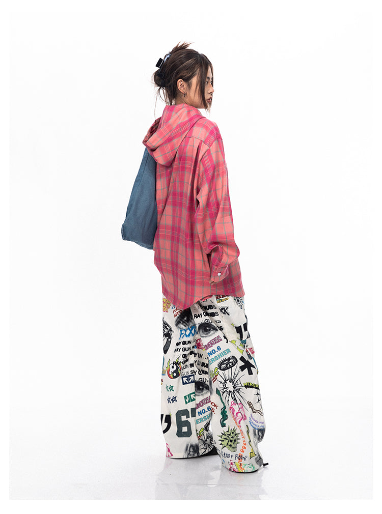 Hand-Painted Colorful Graffiti Wide Pants - chiclara