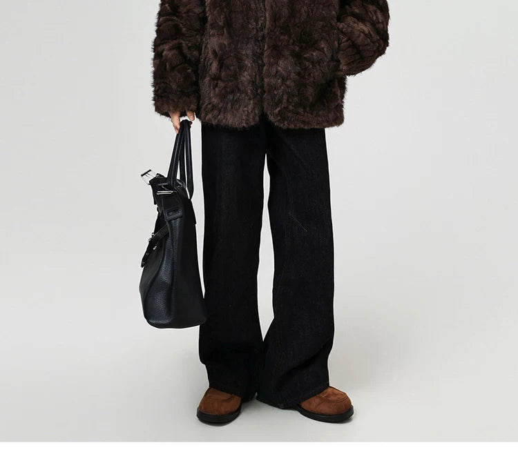 Midnight Cloud Faux-Fur Cocoon Jacket