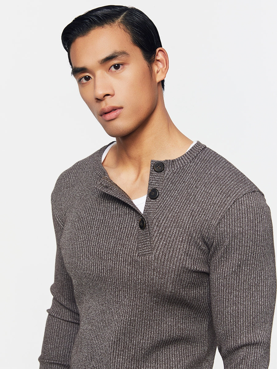 AshRidge Button Henley Sweater